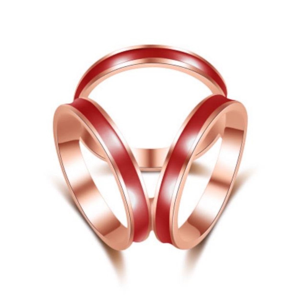 Bague 3 Color Metal Red Laiton Unique