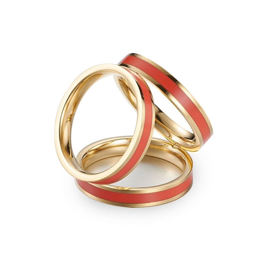 Bague 3 Color Metal Red Laiton Unique