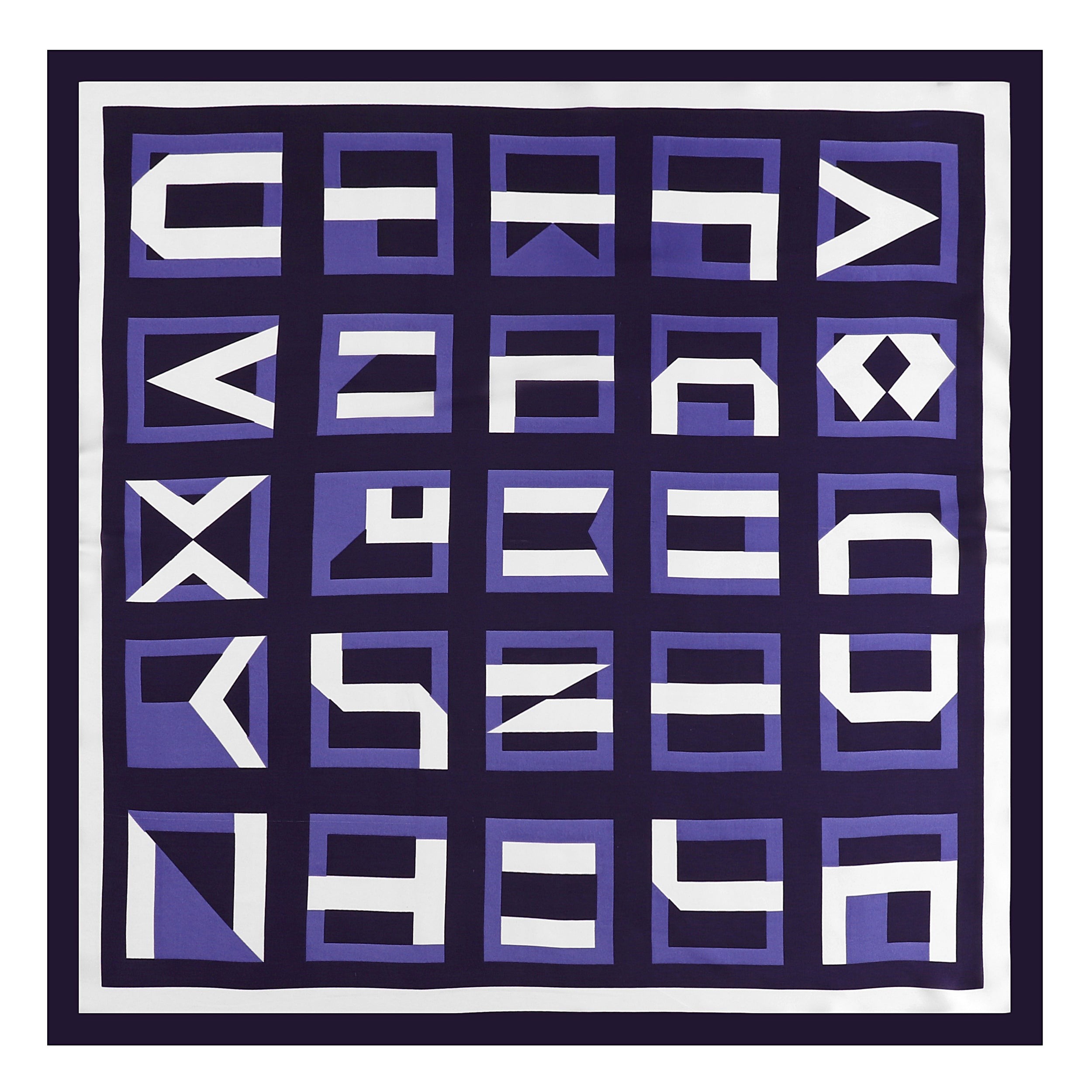 Carré de Soie ALPHABET Violet 100% Soie 60x60cm