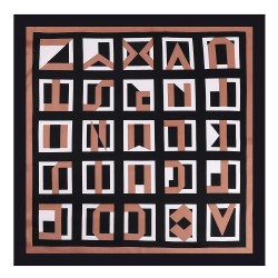Carré de Soie ALPHABET Noir 100% Soie 60x60cm