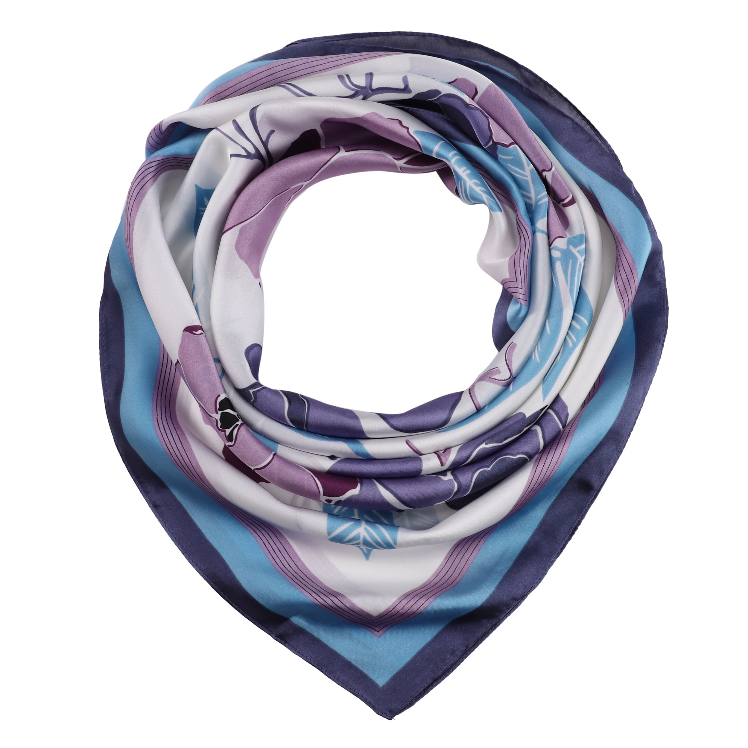 Carré de Soie FLOWER Bleu 100% Soie 60x60cm