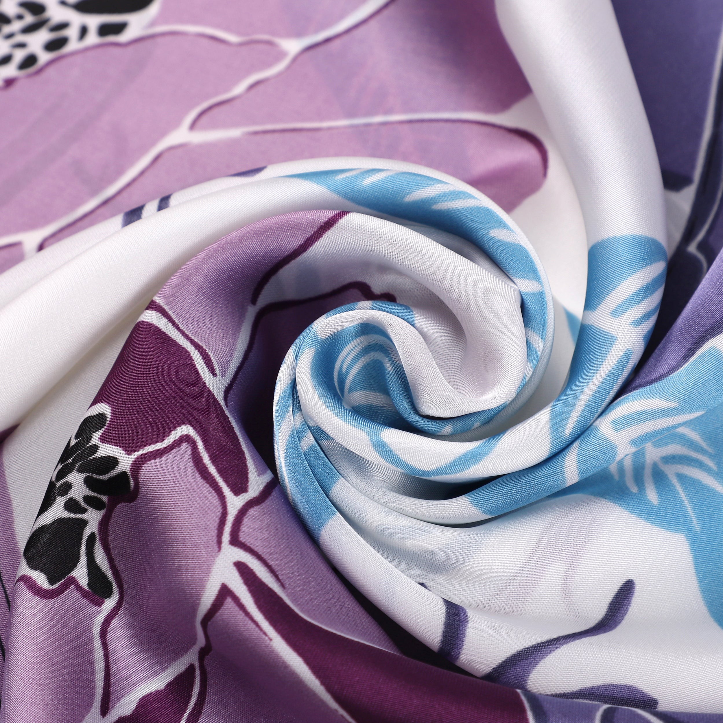 Carré de Soie FLOWER Bleu 100% Soie 60x60cm