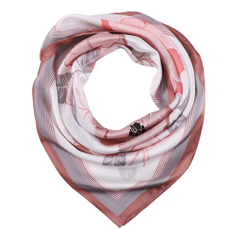 Carré de Soie FLOWER Rose 100% Soie 60x60cm