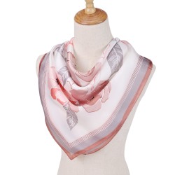 Carré de Soie FLOWER Rose 100% Soie 60x60cm