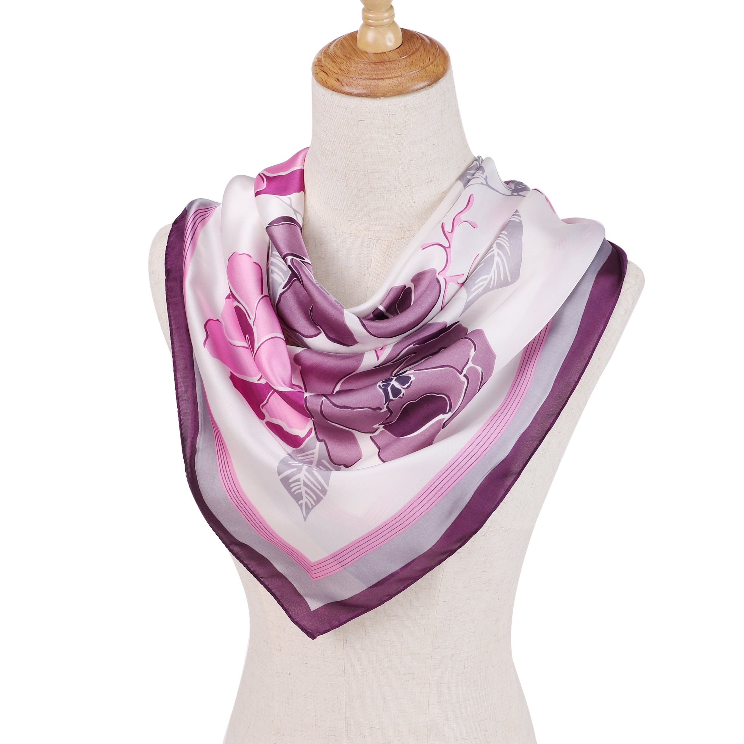 Carré de Soie FLOWER Violet 100% Soie 60x60cm