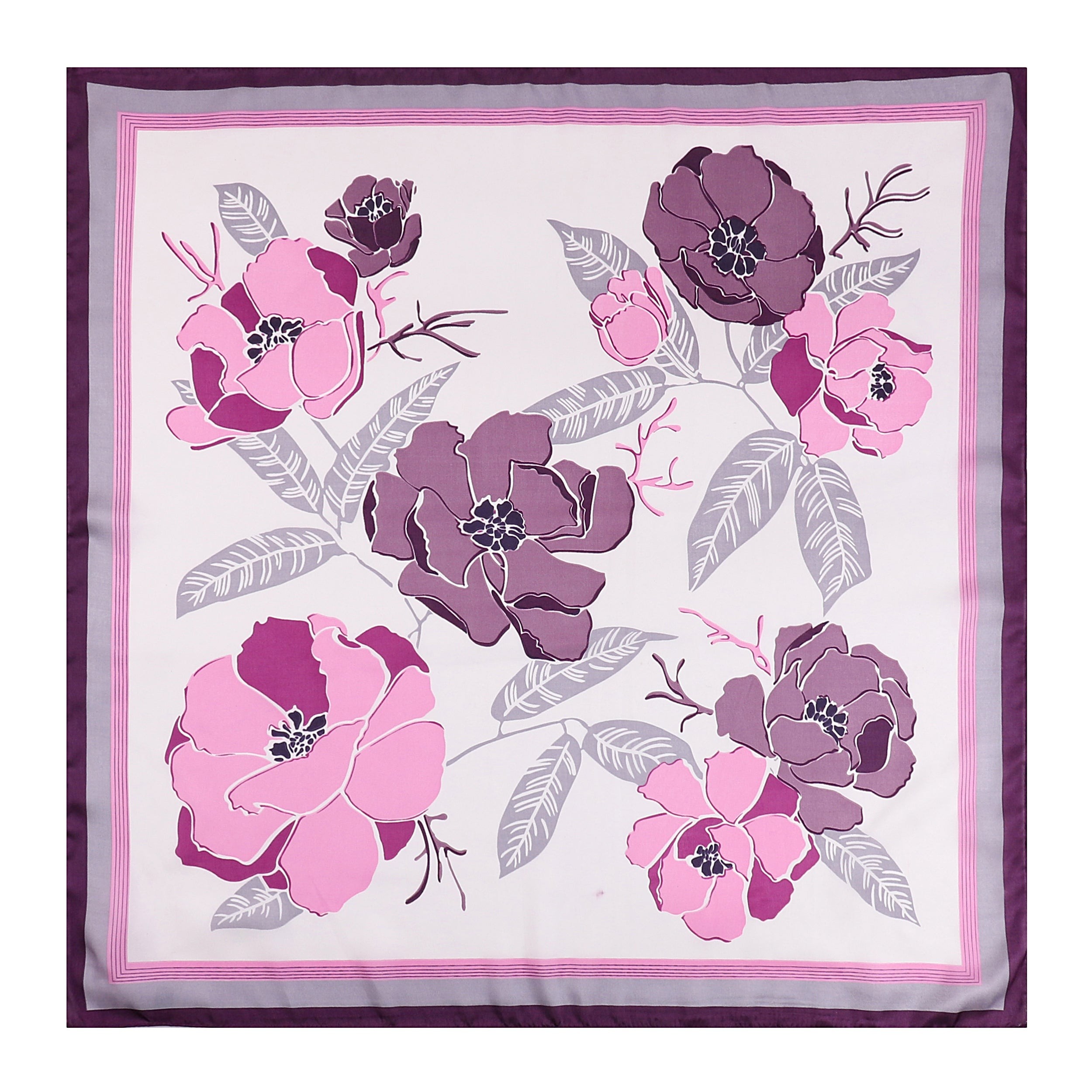 Carré de Soie FLOWER Violet 100% Soie 60x60cm