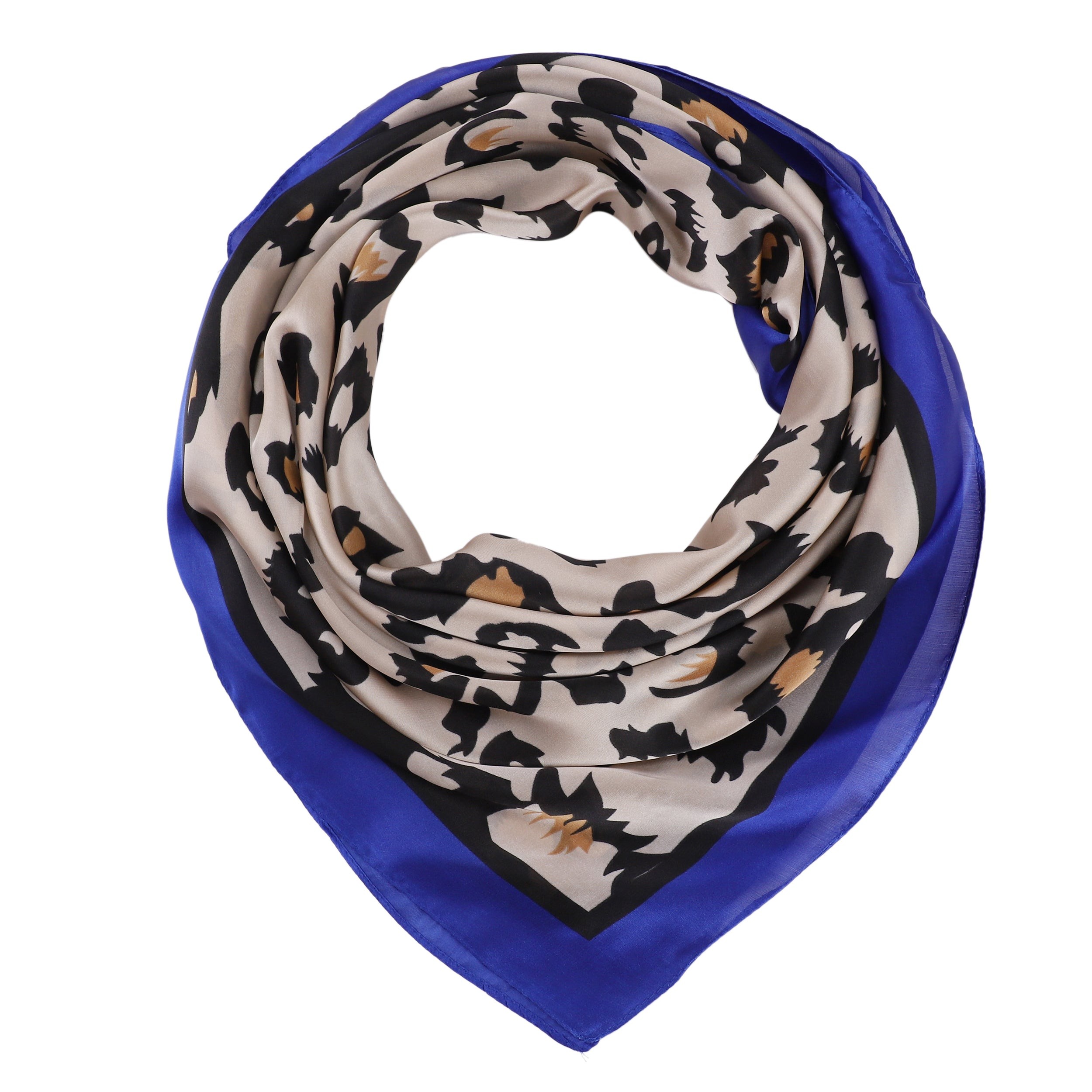 Carré de Soie PANTHER Bleu 100% Soie 60x60cm