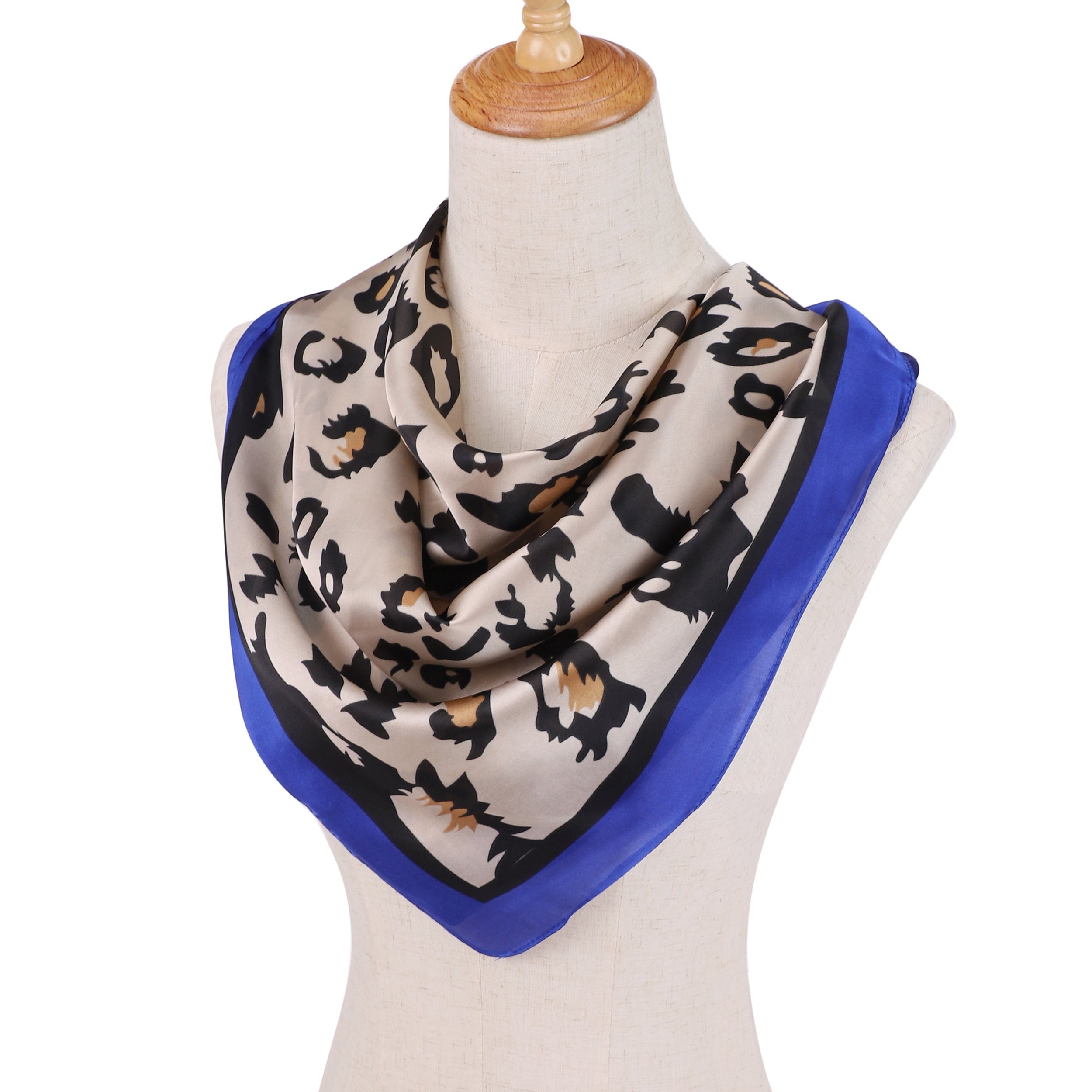 Carré de Soie PANTHER Bleu 100% Soie 60x60cm