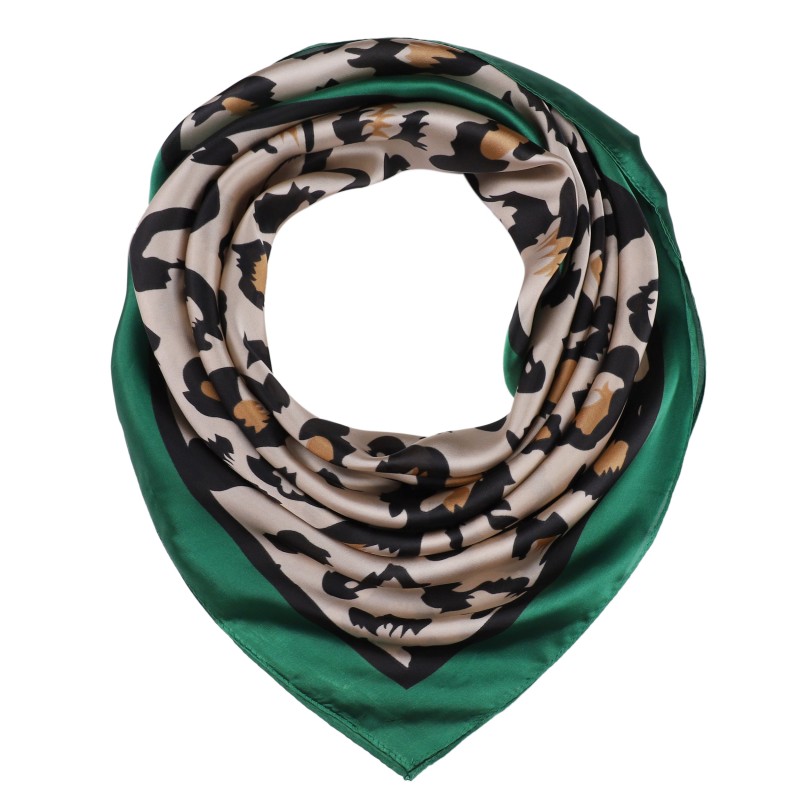 Carré de Soie PANTHER Vert 100% Soie 60x60cm