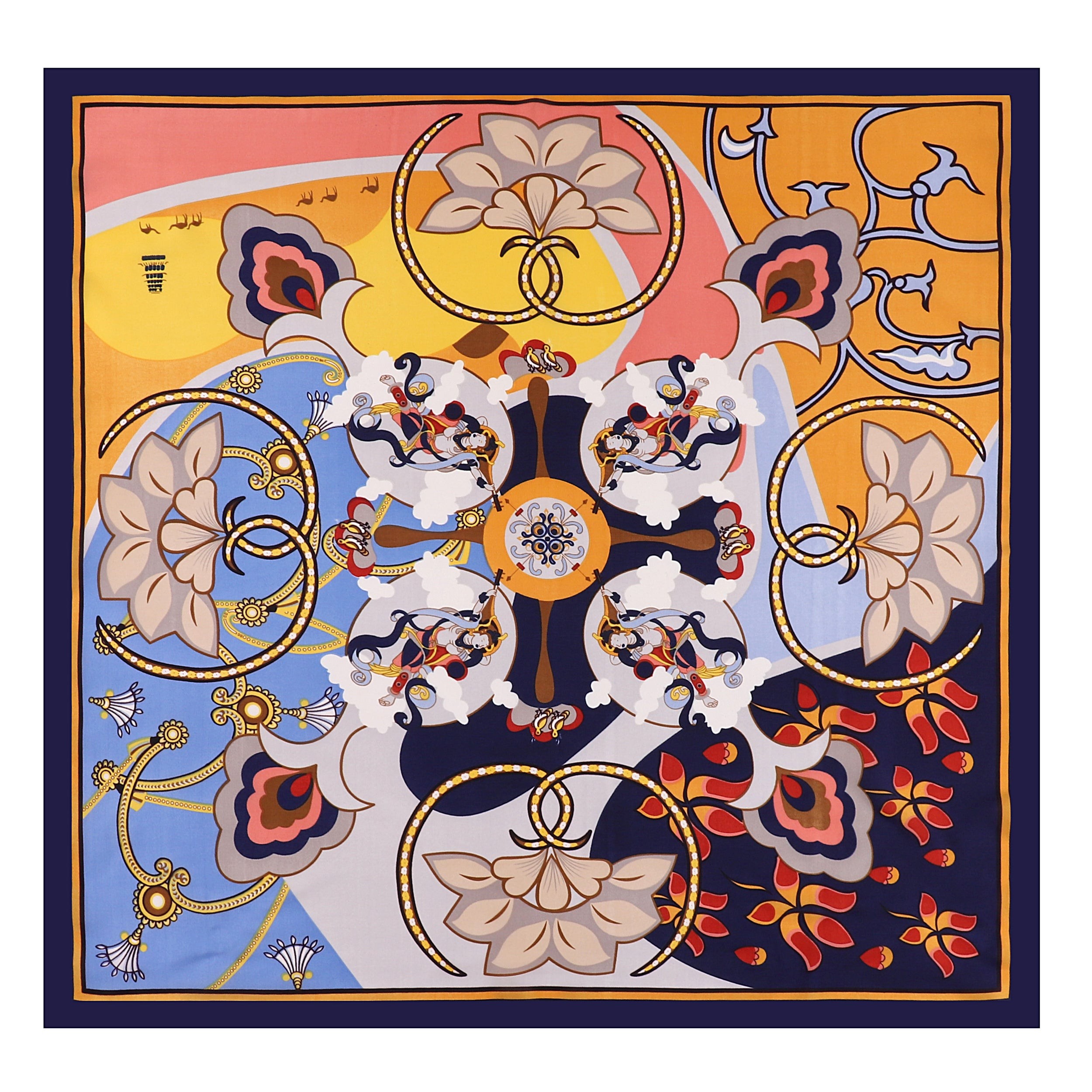 Carré de Soie RAINBOW Bleu 100% Soie 60x60cm