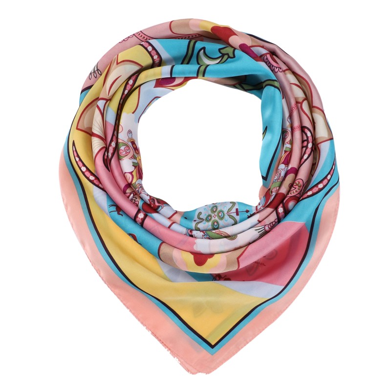 Carré de Soie RAINBOW Rose 100% Soie 60x60cm