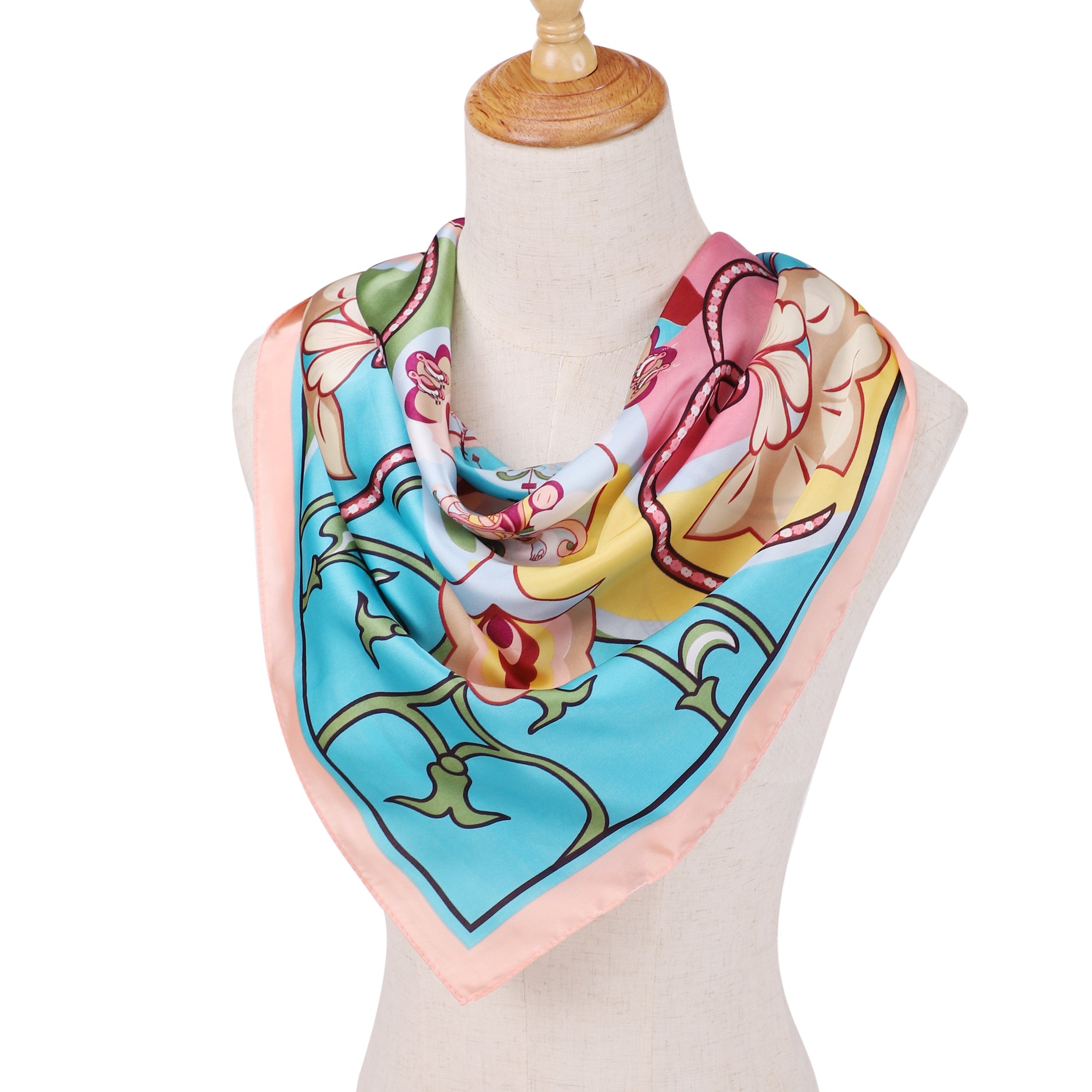 Carré de Soie RAINBOW Rose 100% Soie 60x60cm