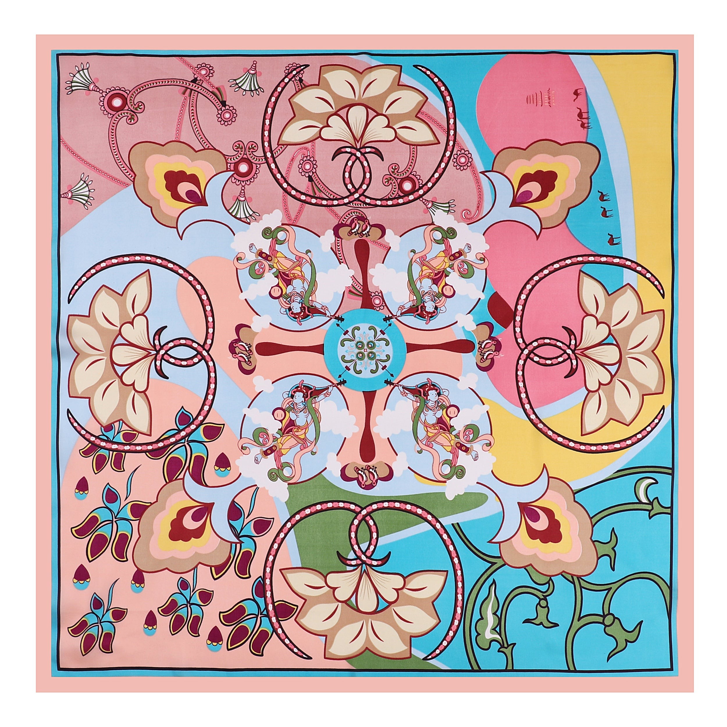 Carré de Soie RAINBOW Rose 100% Soie 60x60cm