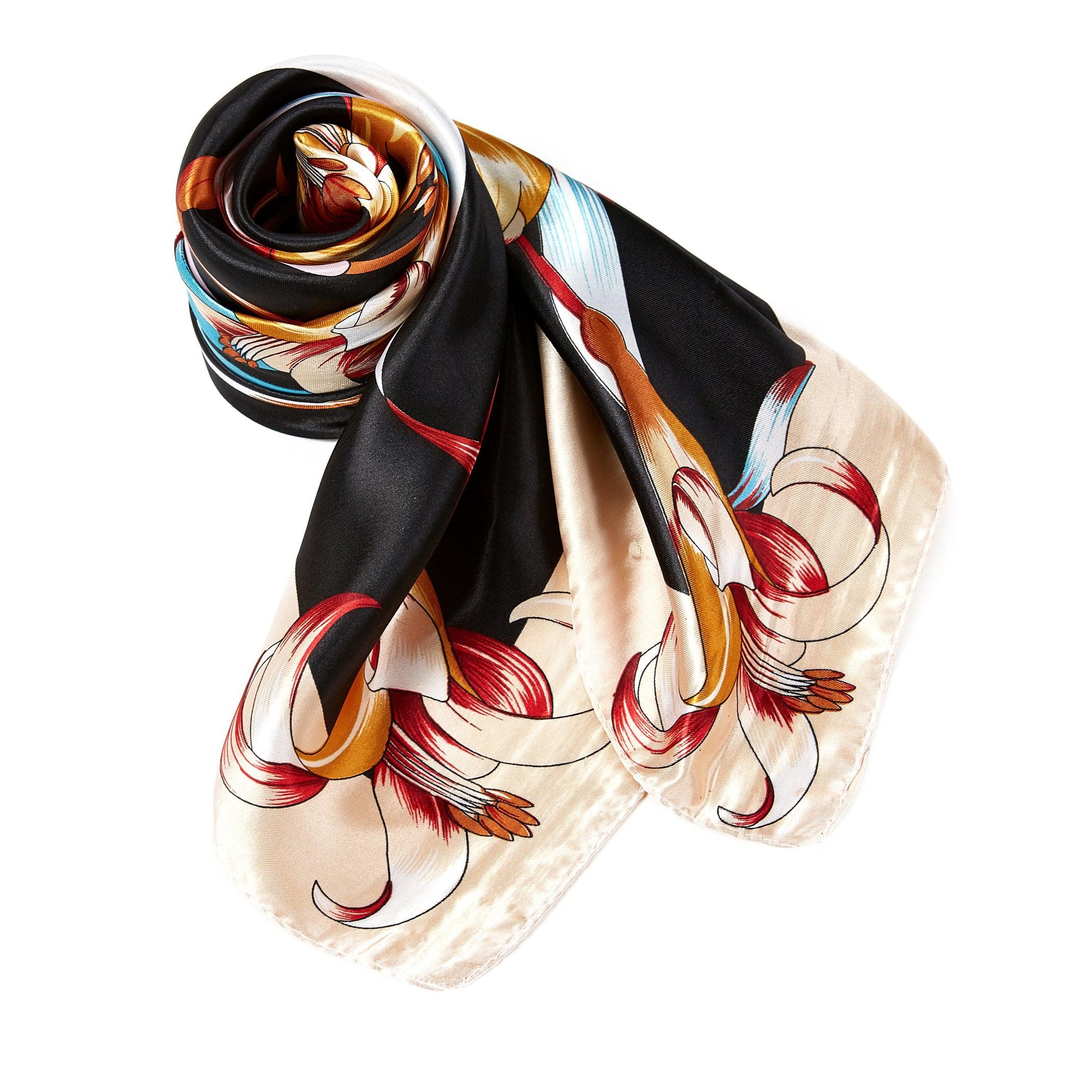 Carré Soie Artflow Noir 100% Soie 90x90cm