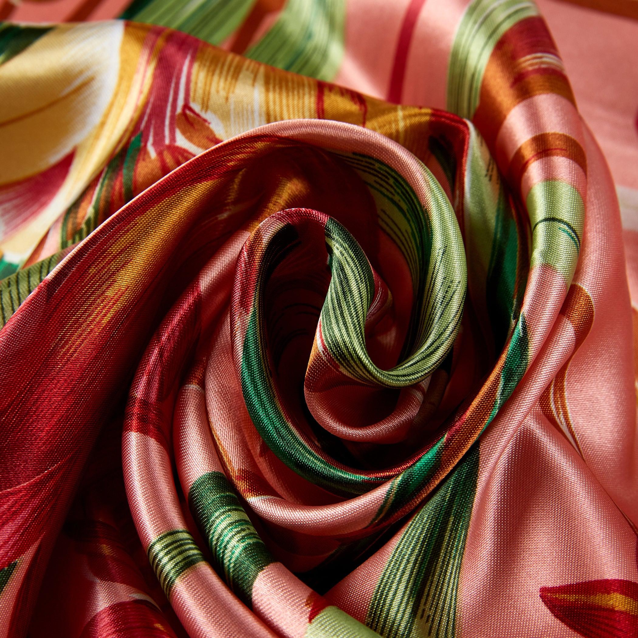 Carré Soie Artflow Rouge 100% Soie 90x90cm