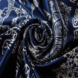 Carré Soie Asia Bleu marine 100% Soie 90x90cm