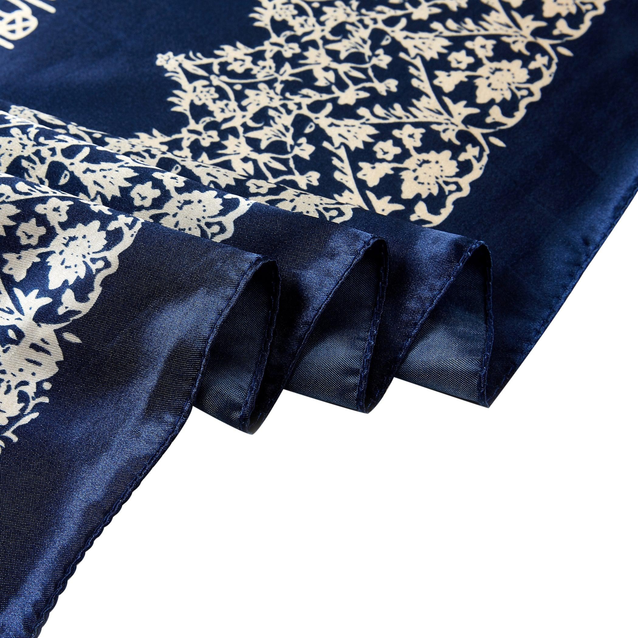 Carré Soie Asia Bleu marine 100% Soie 90x90cm