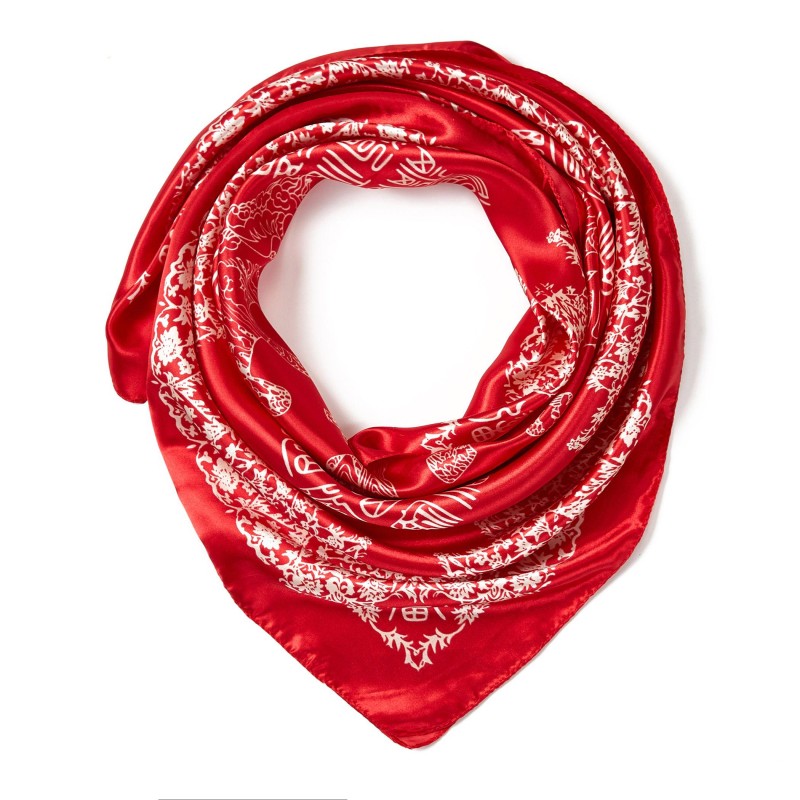 Carré Soie Asia Rouge 100% Soie 90x90cm