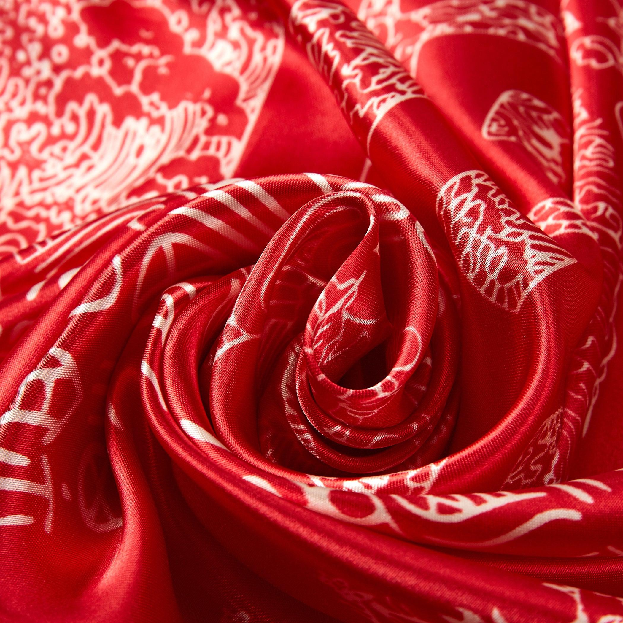 Carré Soie Asia Rouge 100% Soie 90x90cm