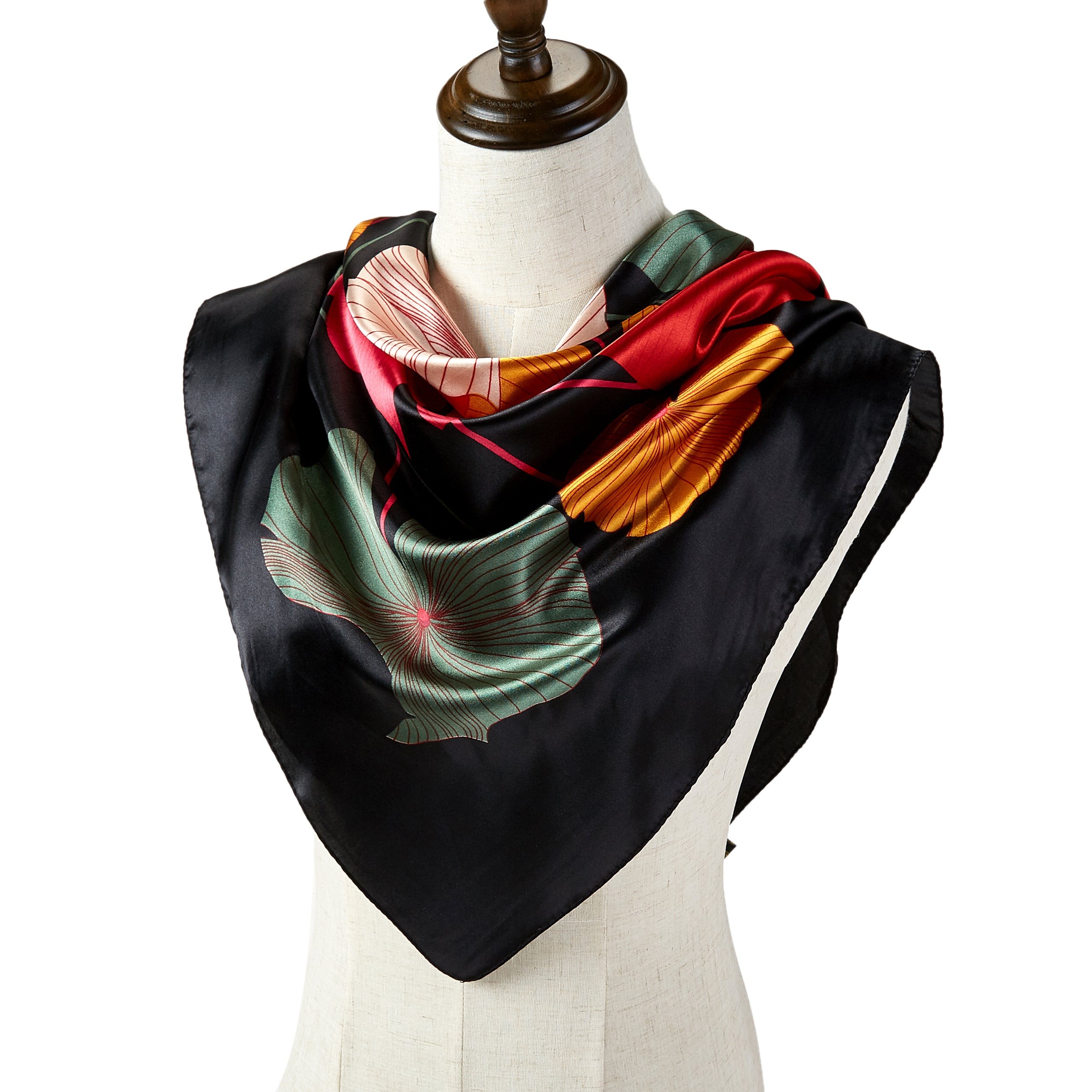 Carré Soie Bigflow Noir 100% Soie 90x90cm