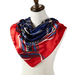 Carré Soie Chain Bleu marine