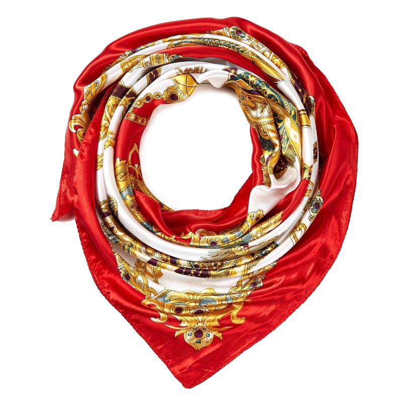 Carré Soie Saddle Rouge 100% Soie 90x90cm