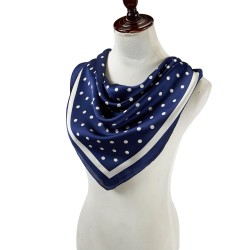 Carré touché soie LAST POINT Bleu Polyester 60x60cm