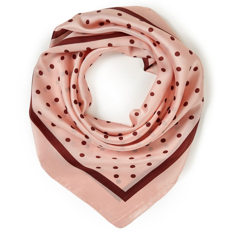 Carré touché soie LAST POINT Rose Polyester 60x60cm