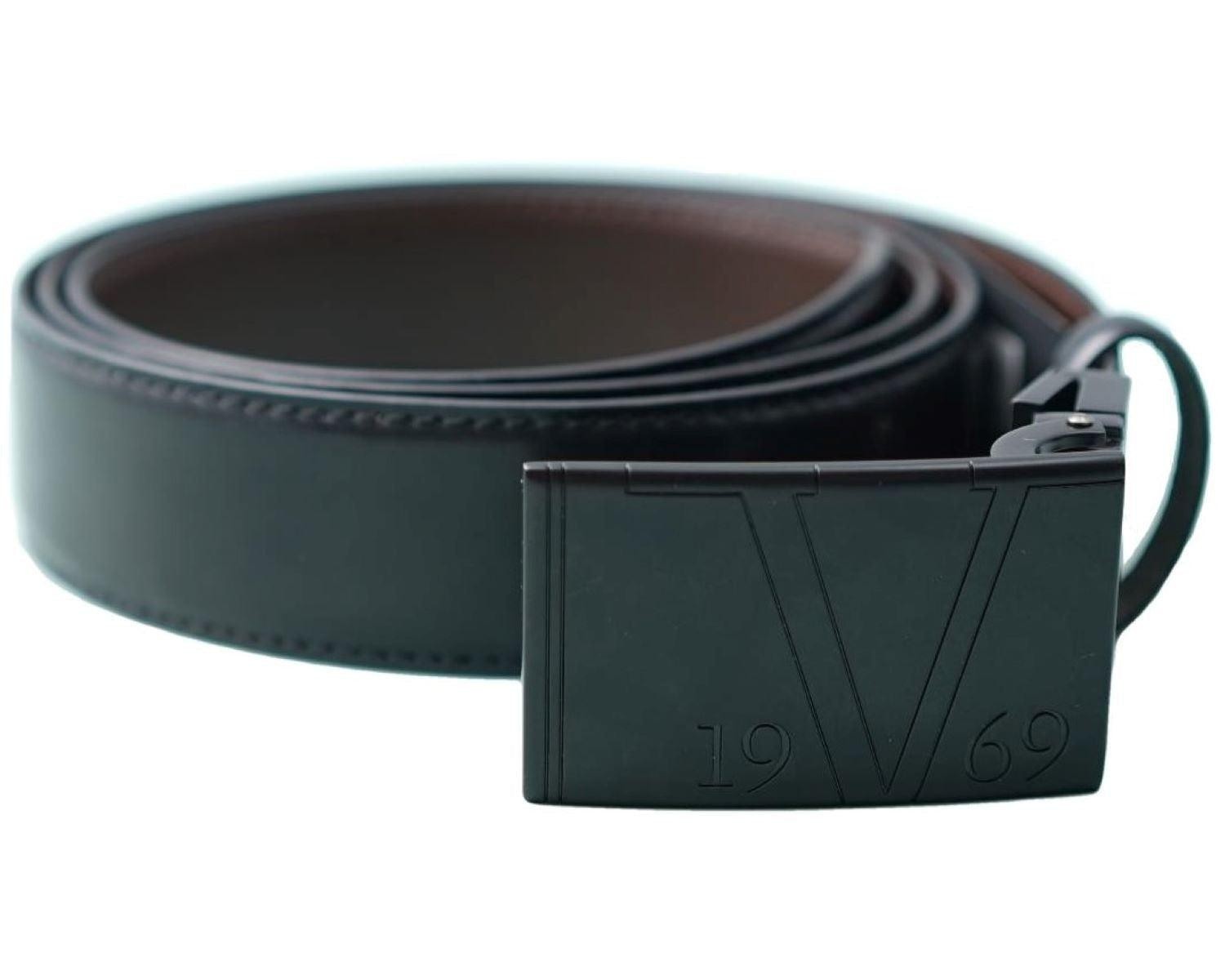 Ceinture Silvio Noir/Marron 100% Cuir AJUSTABLE