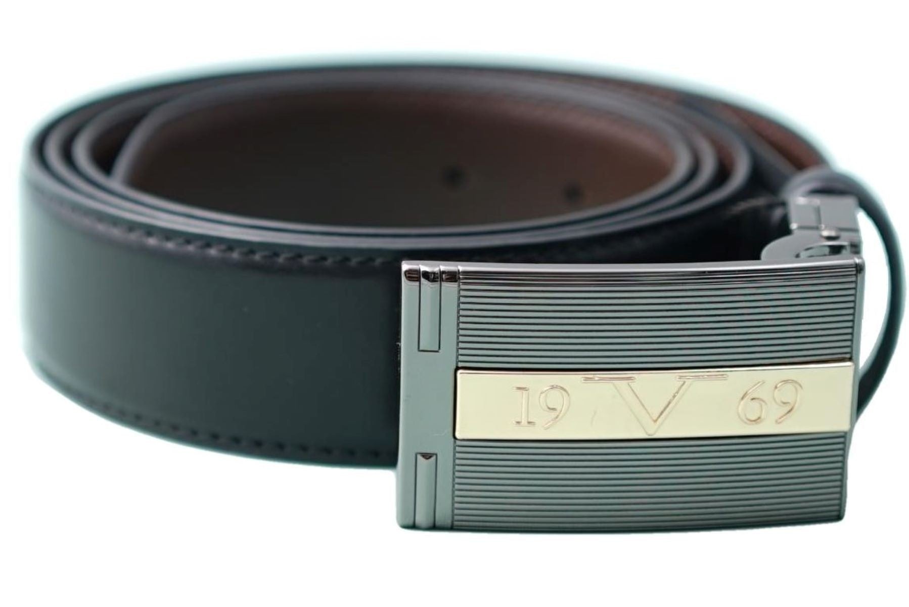 Ceinture Stéphano Noir/Marron 100% Cuir AJUSTABLE