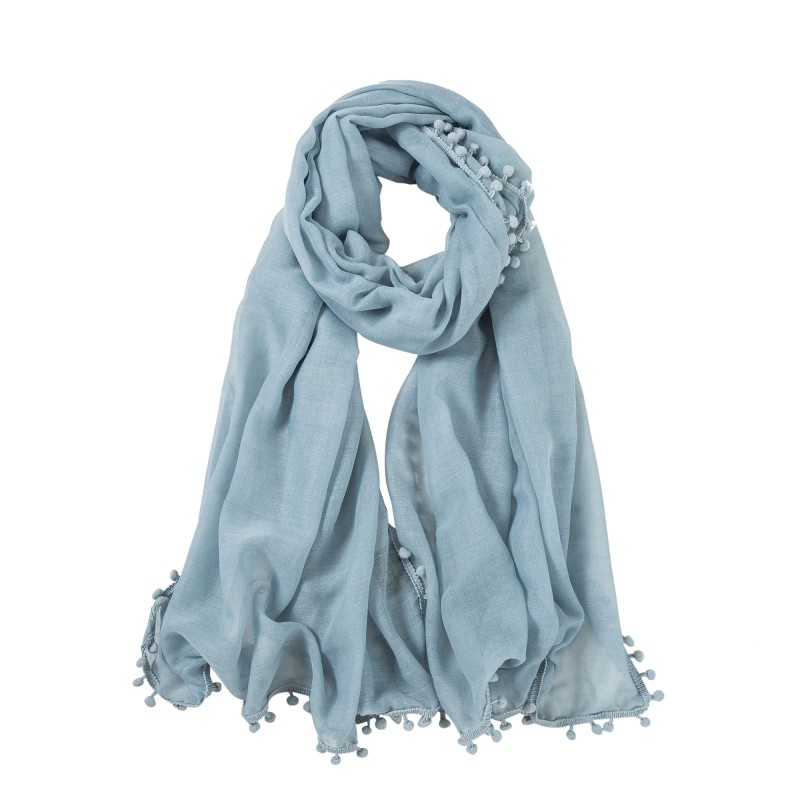 Chèche coton bleu ciel Elvia Bleu 100% Coton 180x70cm