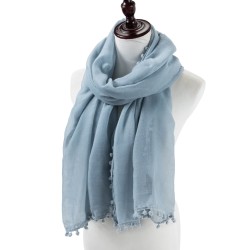 Chèche coton bleu ciel Elvia Bleu 100% Coton 180x70cm