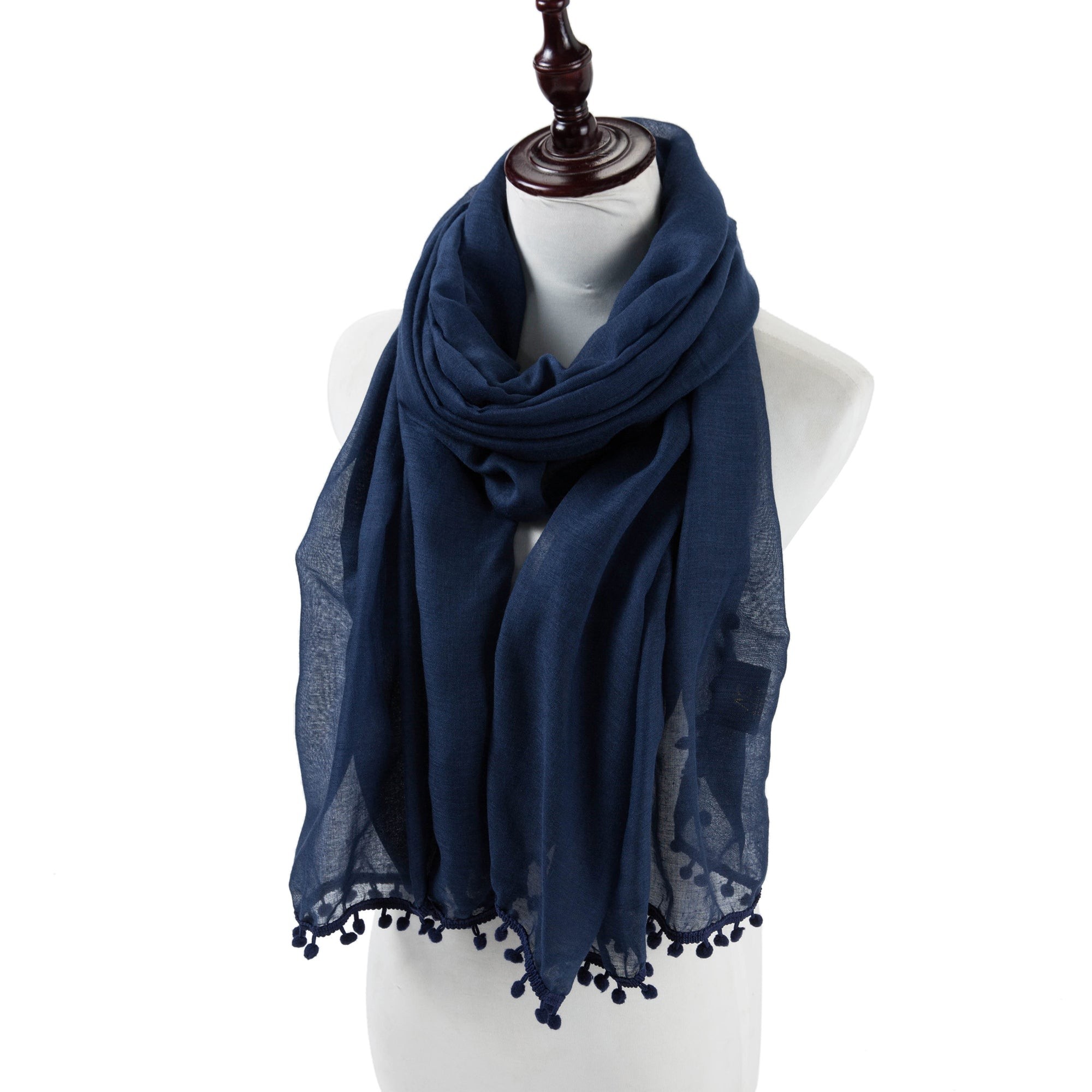 Chèche coton bleu marine Elvia Marine 100% Coton 180x70cm
