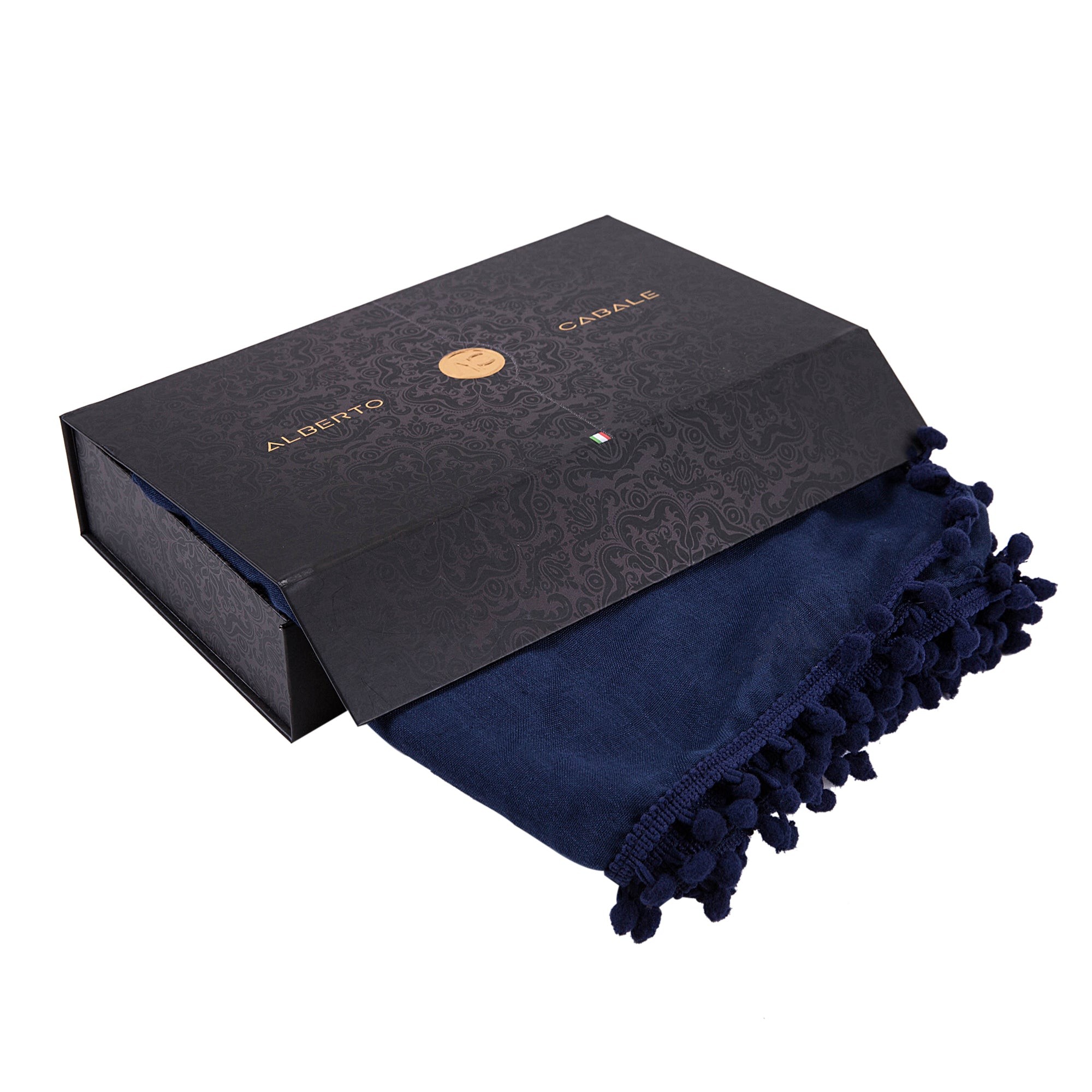 Chèche coton bleu marine Elvia Marine 100% Coton 180x70cm