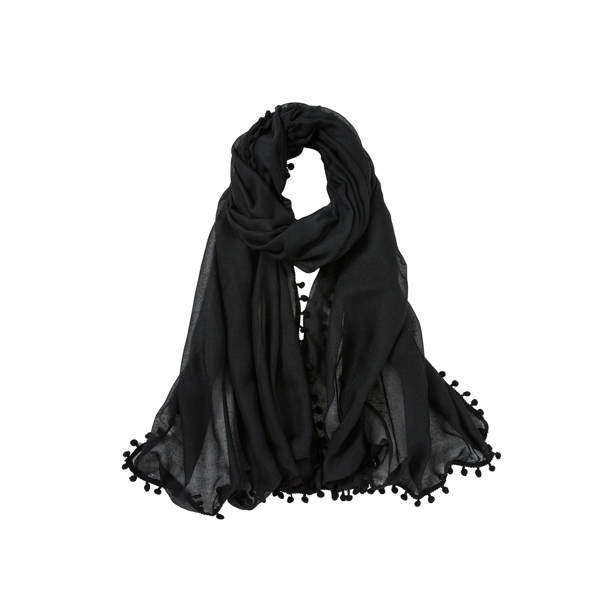 Chèche coton noir Elvia Noir 100% Coton 180x70cm