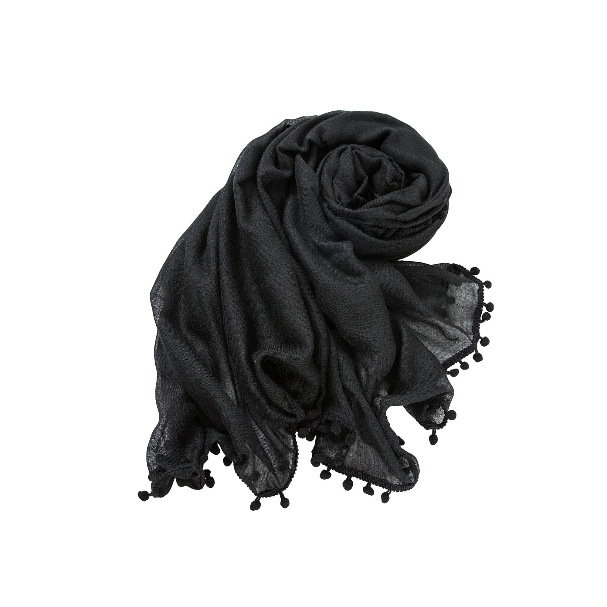Chèche coton noir Elvia Noir 100% Coton 180x70cm