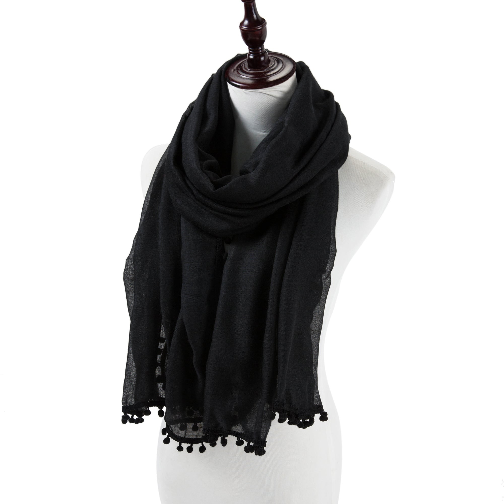 Chèche coton noir Elvia Noir 100% Coton 180x70cm