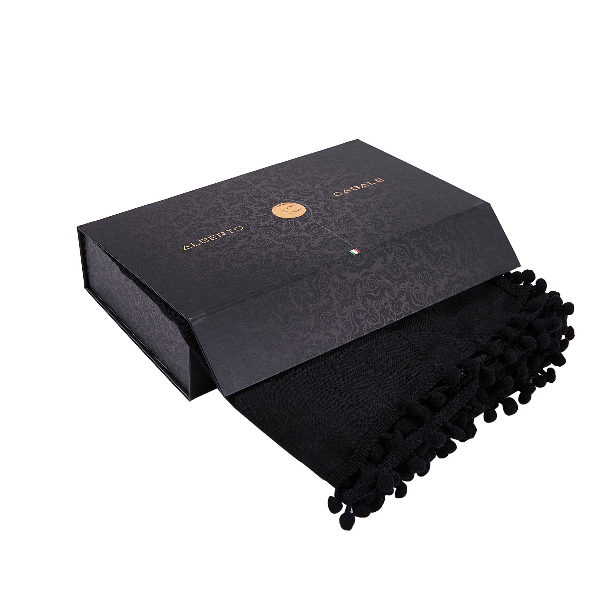 Chèche coton noir Elvia Noir 100% Coton 180x70cm