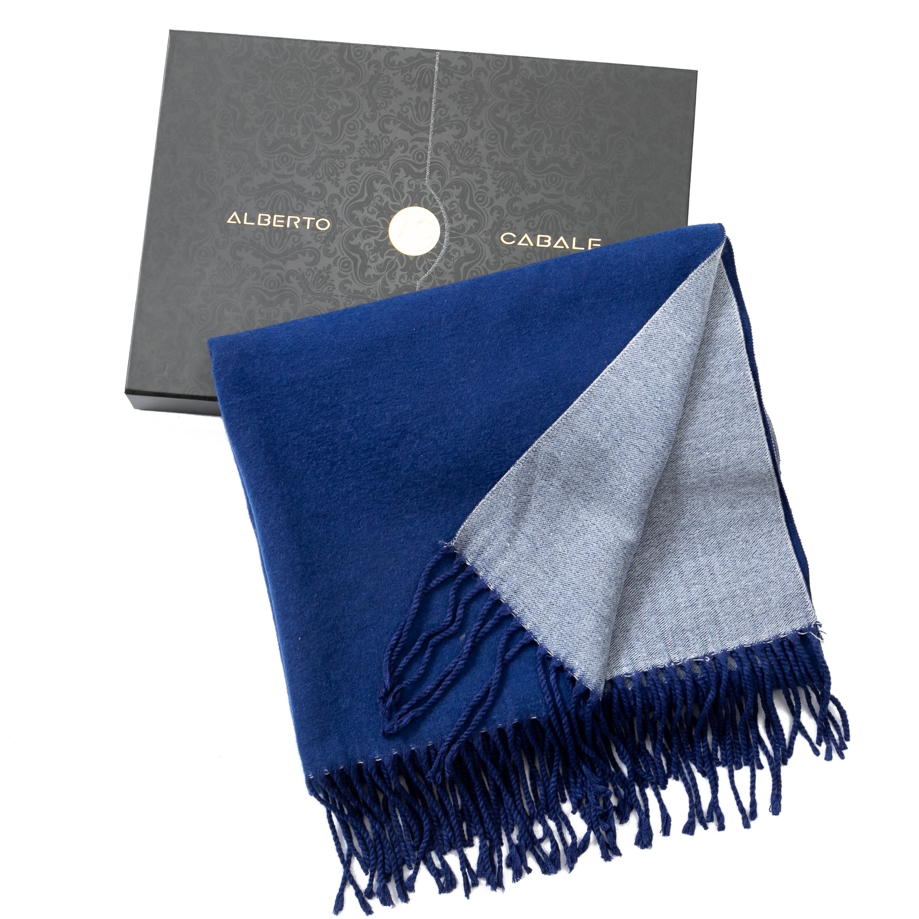 Écharpe en cachemire bleu marine Recto-Verso Bleu marine 100% Cachemire 180x35cm