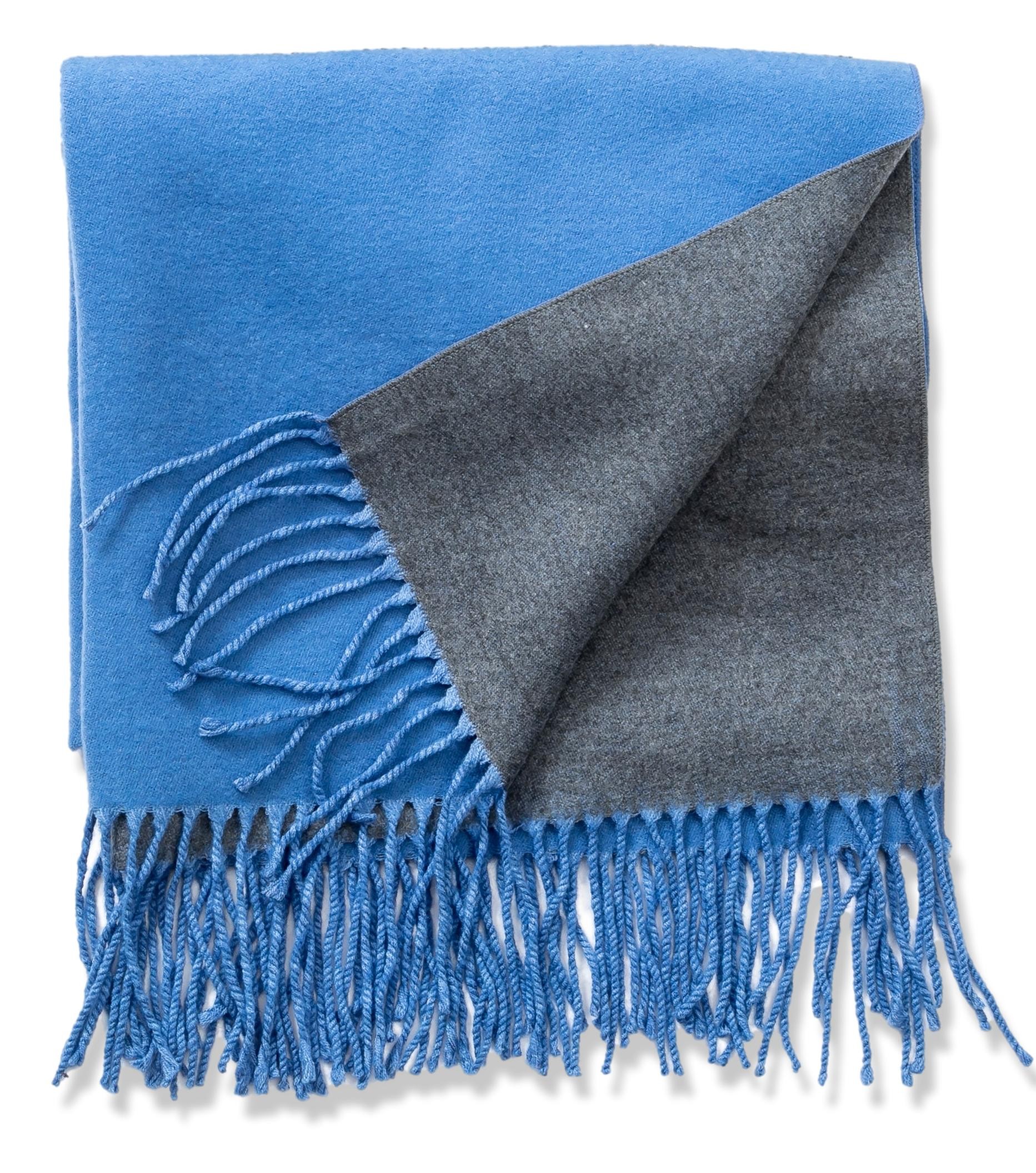 Écharpe en cachemire bleu Recto-Verso Bleu 100% Cachemire 180x35cm