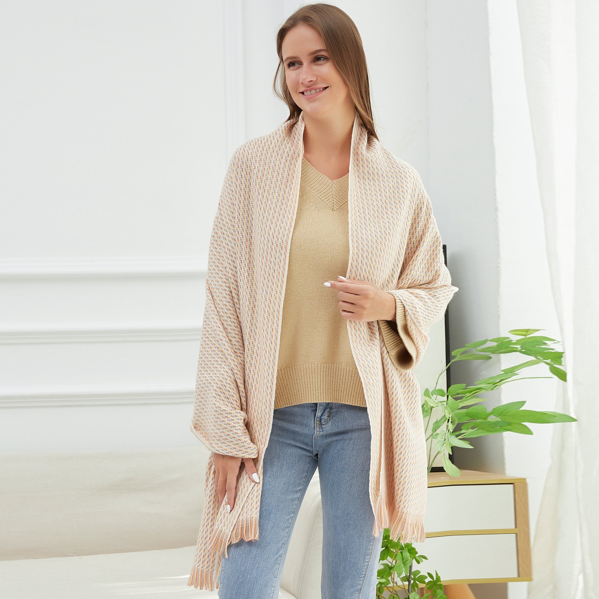 Echarpe ERIKA Beige Cachemire 180x65 cm
