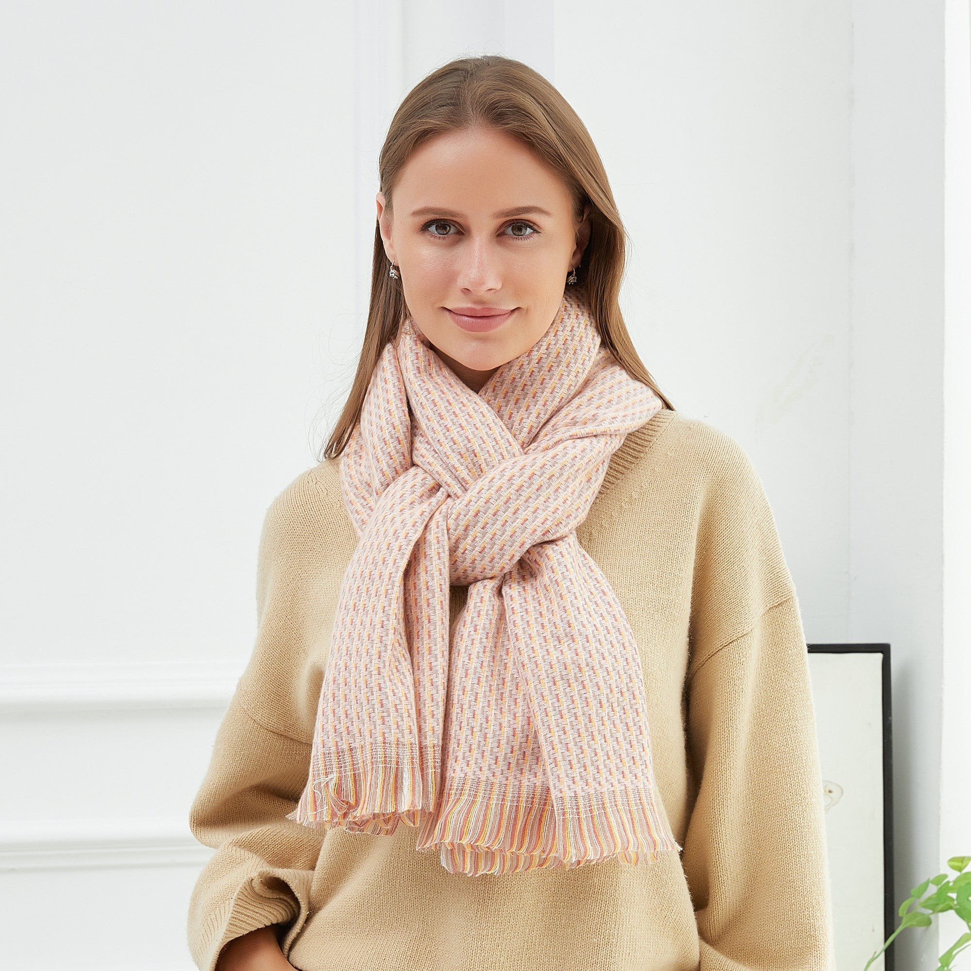 Echarpe ERIKA Rose Cachemire 180x65 cm