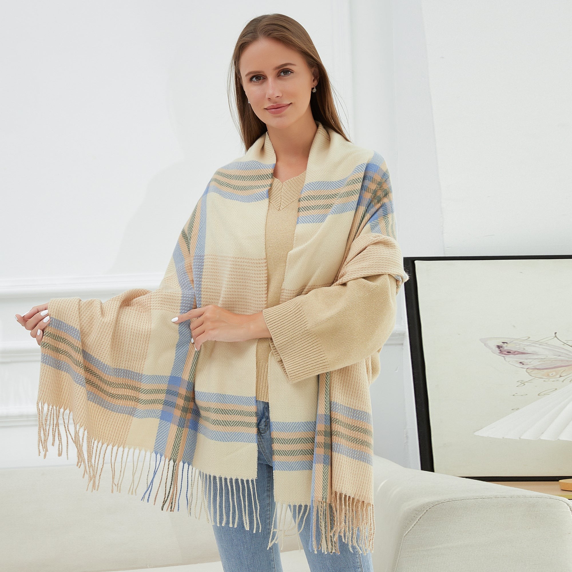 Echarpe GEMMA Jaune Cachemire 180x65 cm