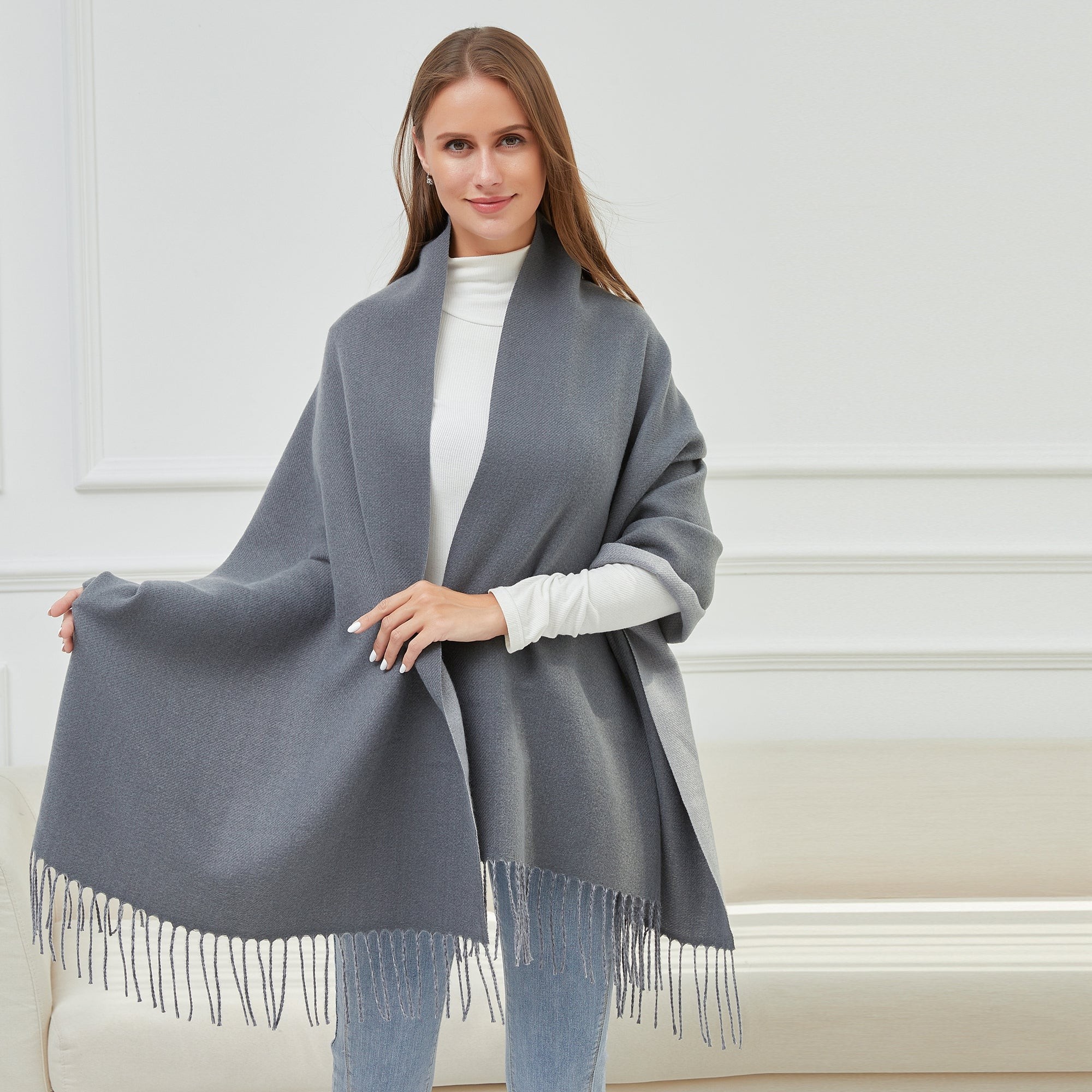 Echarpe GIOVANNA Gris Cachemire 180x65 cm