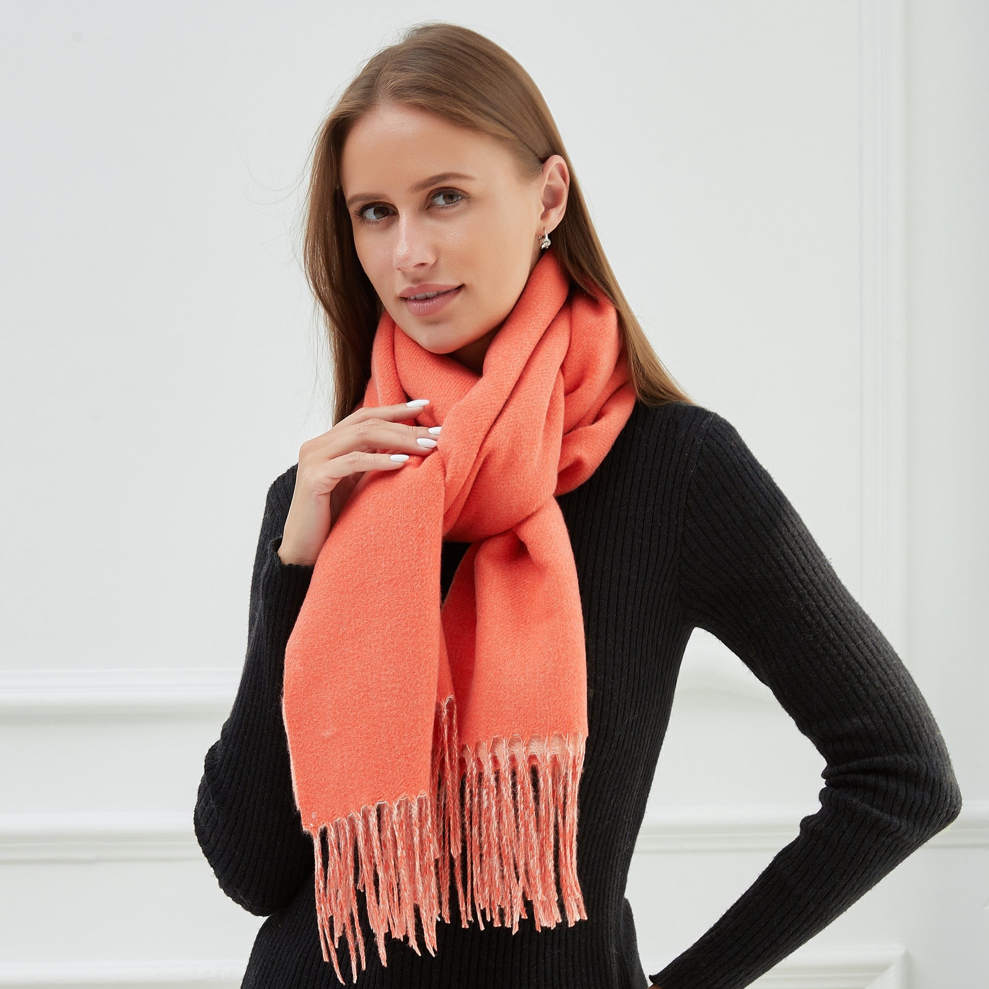 Echarpe GIOVANNA Orange Cachemire 180x65 cm