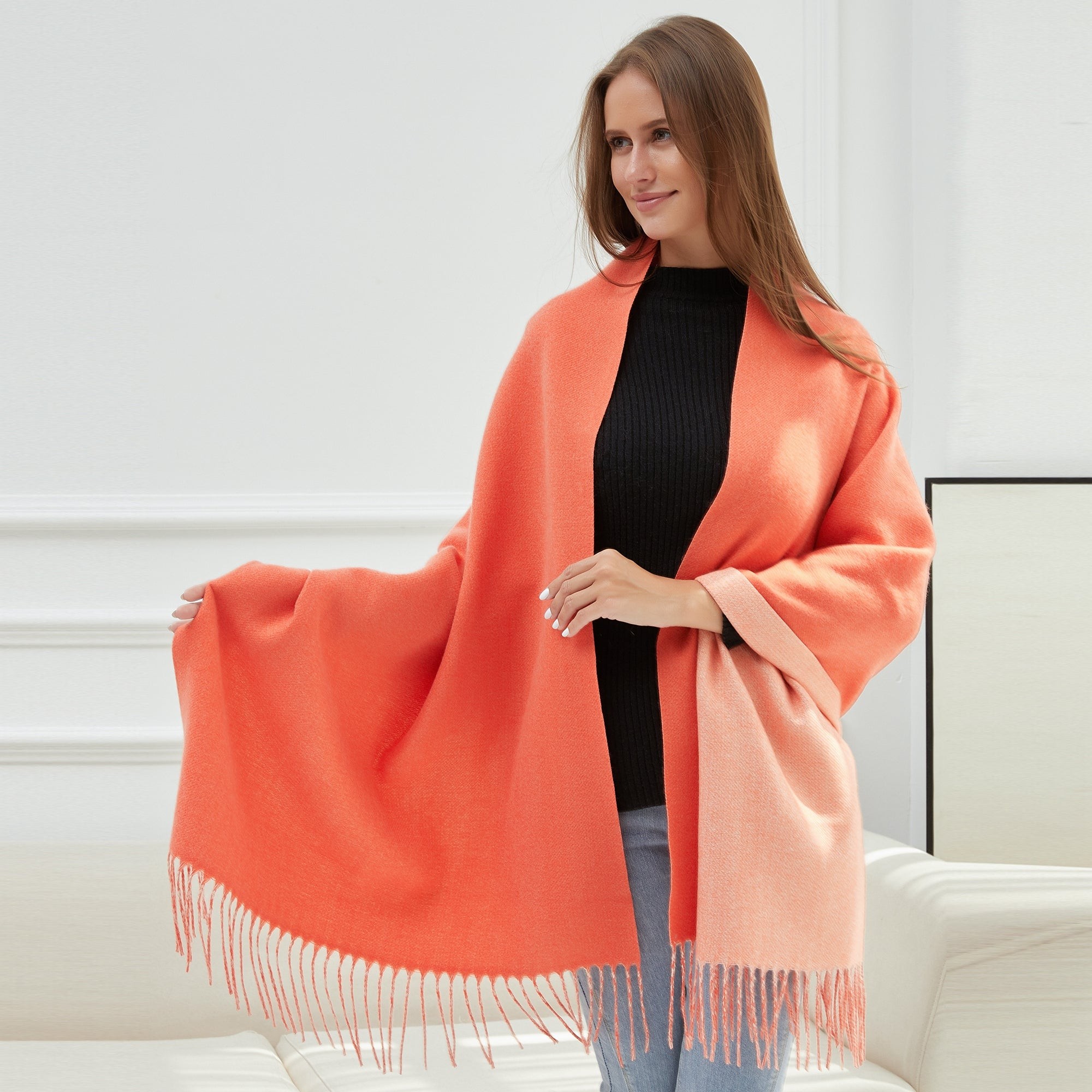 Echarpe GIOVANNA Orange Cachemire 180x65 cm