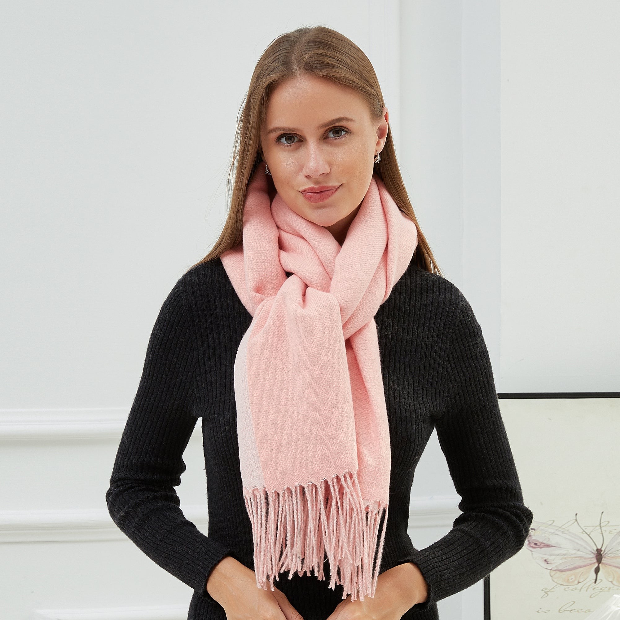 Echarpe GIOVANNA Rose Cachemire 180x65 cm
