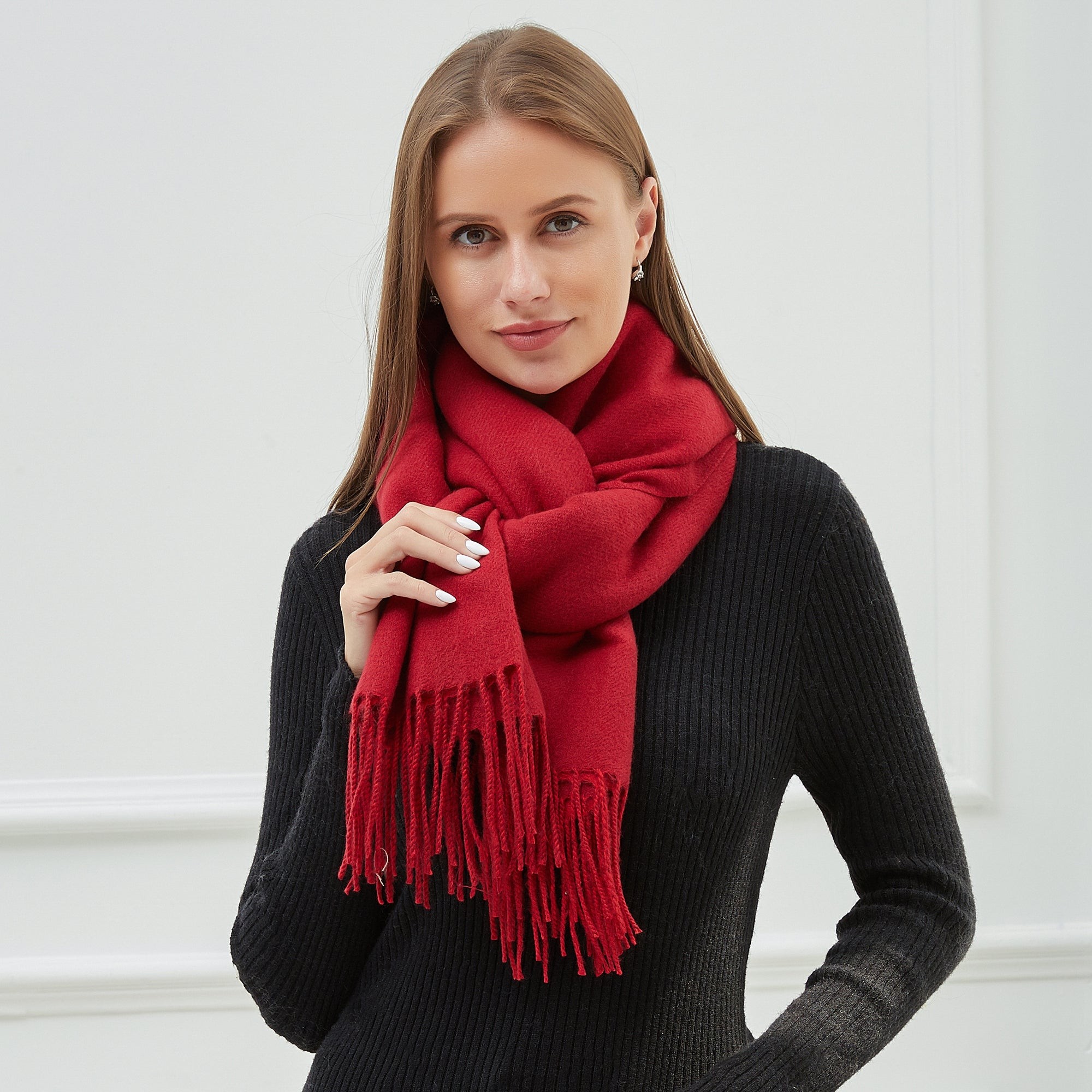Echarpe GIOVANNA Rouge Cachemire 180x65 cm