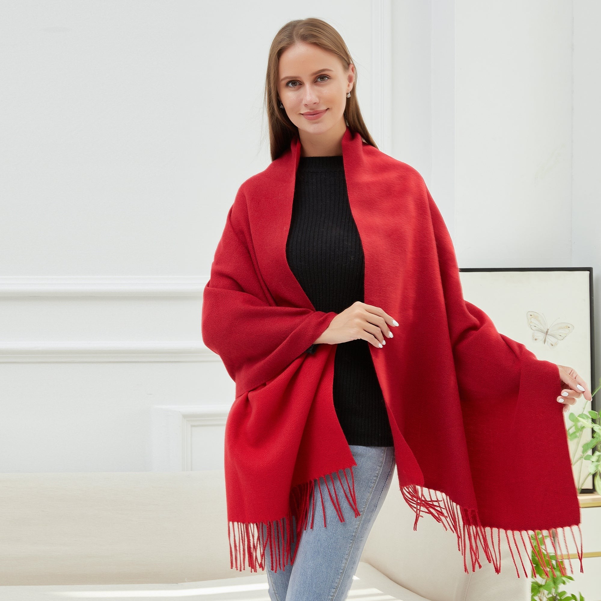 Echarpe GIOVANNA Rouge Cachemire 180x65 cm