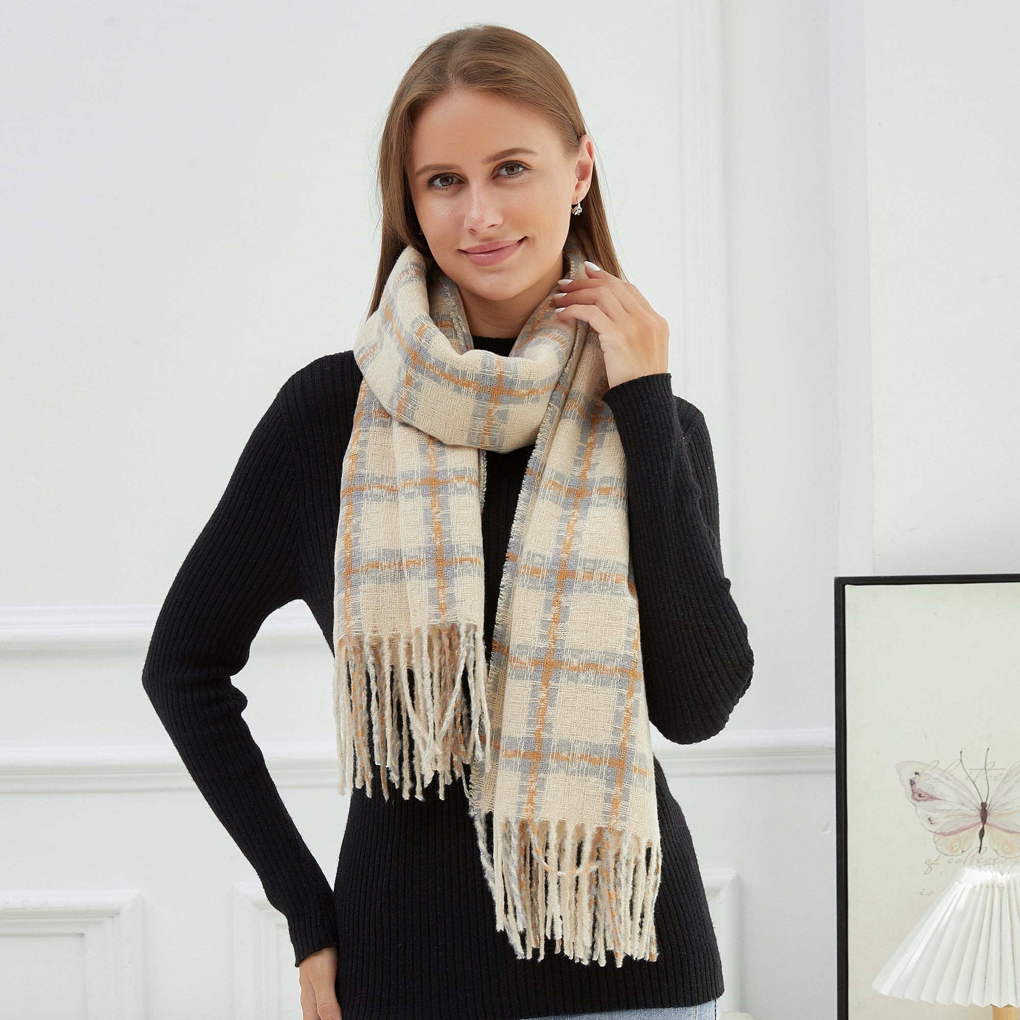 Echarpe RENETA Blanc Cachemire 180x65 cm
